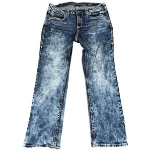 Cowgirl Tuff Jeans Womens 35x31 Blue Tie Diy Denim Cotton Stretch Straight‎ Leg